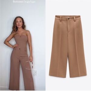Zara Tan Wide Leg Culottes Françoise